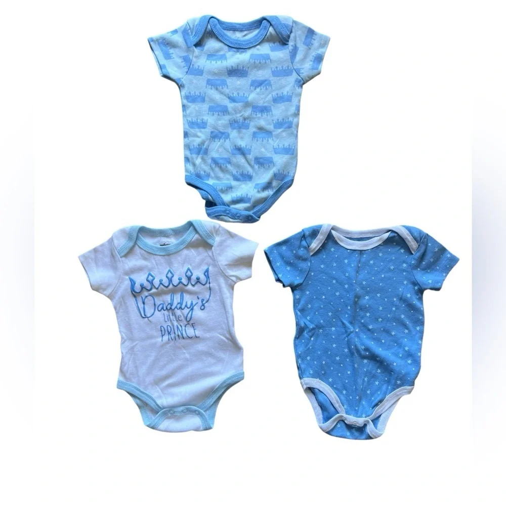 Baby Boy Blue Prince Themed Onesie Bundle | 6-9M NWOT